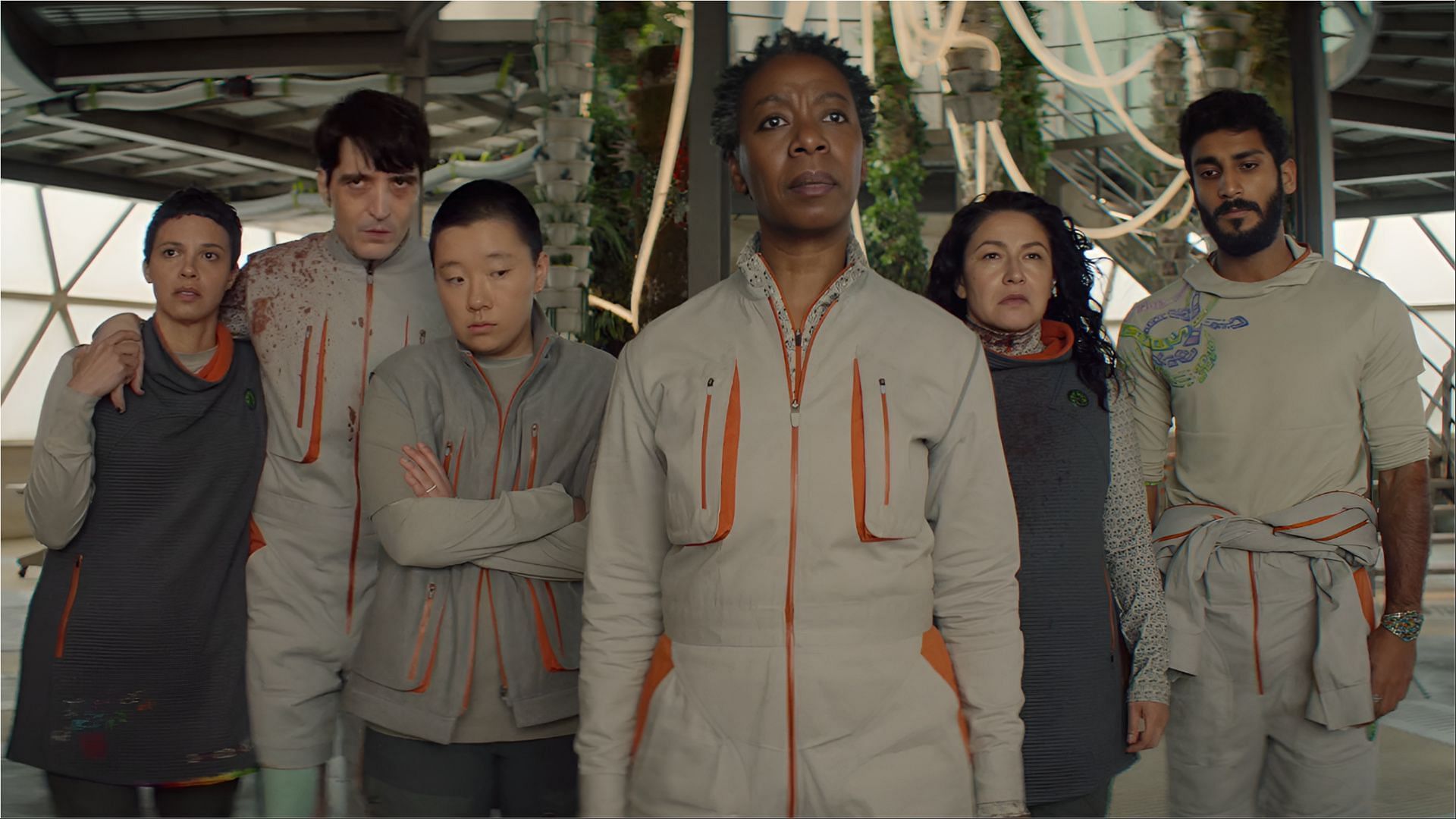The core PreservationAux crew confronts growing threats as tensions rise among the group. (Image via AppleTv)